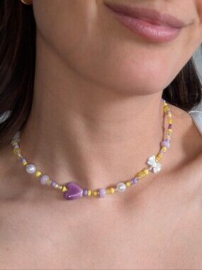 Full Bead Mode Lavender Lemonade Beaded Necklace